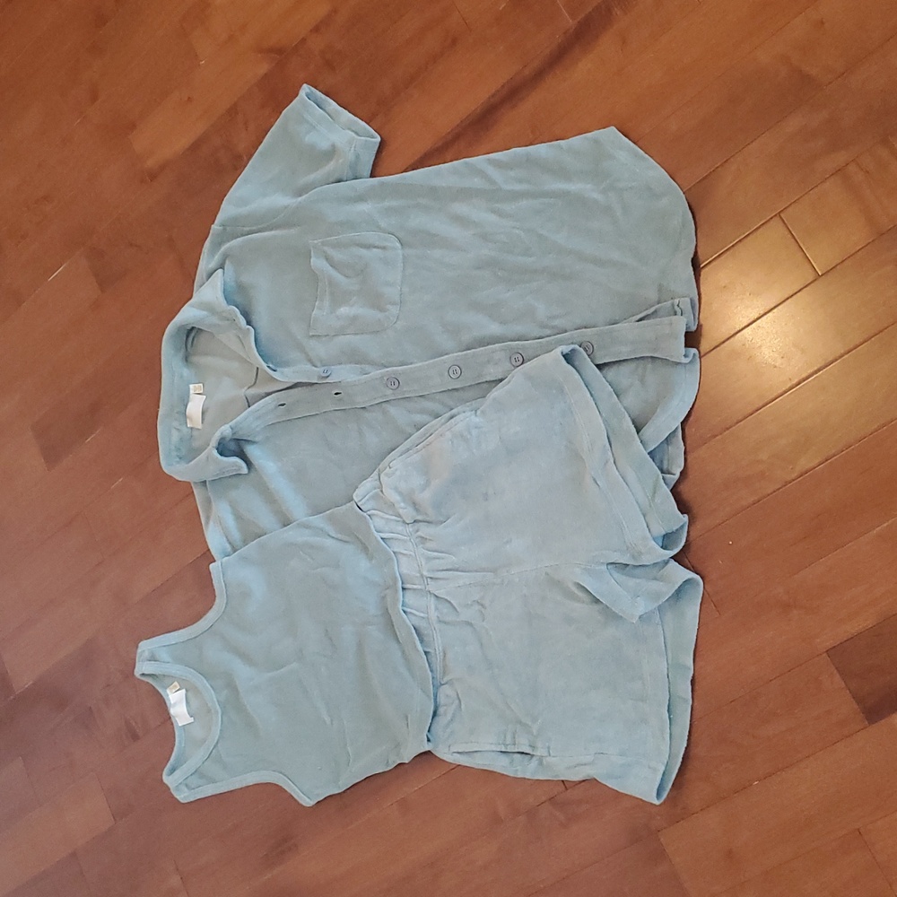 Seven Sisters Green Loungewear/Beachwear Set – Small (Shorts,Tank,Chemise)